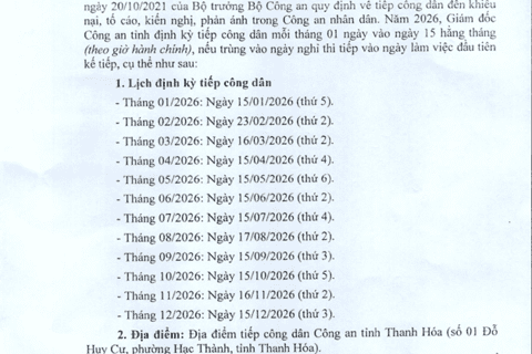 Thông báo lịch tiếp công dân định kỳ năm 2026 của Giám đốc 58win apk tỉnh game 58win